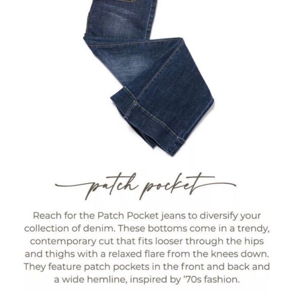 Cabi Patch Pocket Wide Leg Denim Jeans Womens Size 12 70's Retro #4151R Flare - Picture 2 of 14